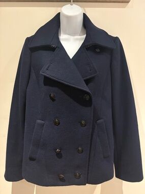 Vintage Navy Wool Double-Breasted Tailored Jacket, Lined, Size 2